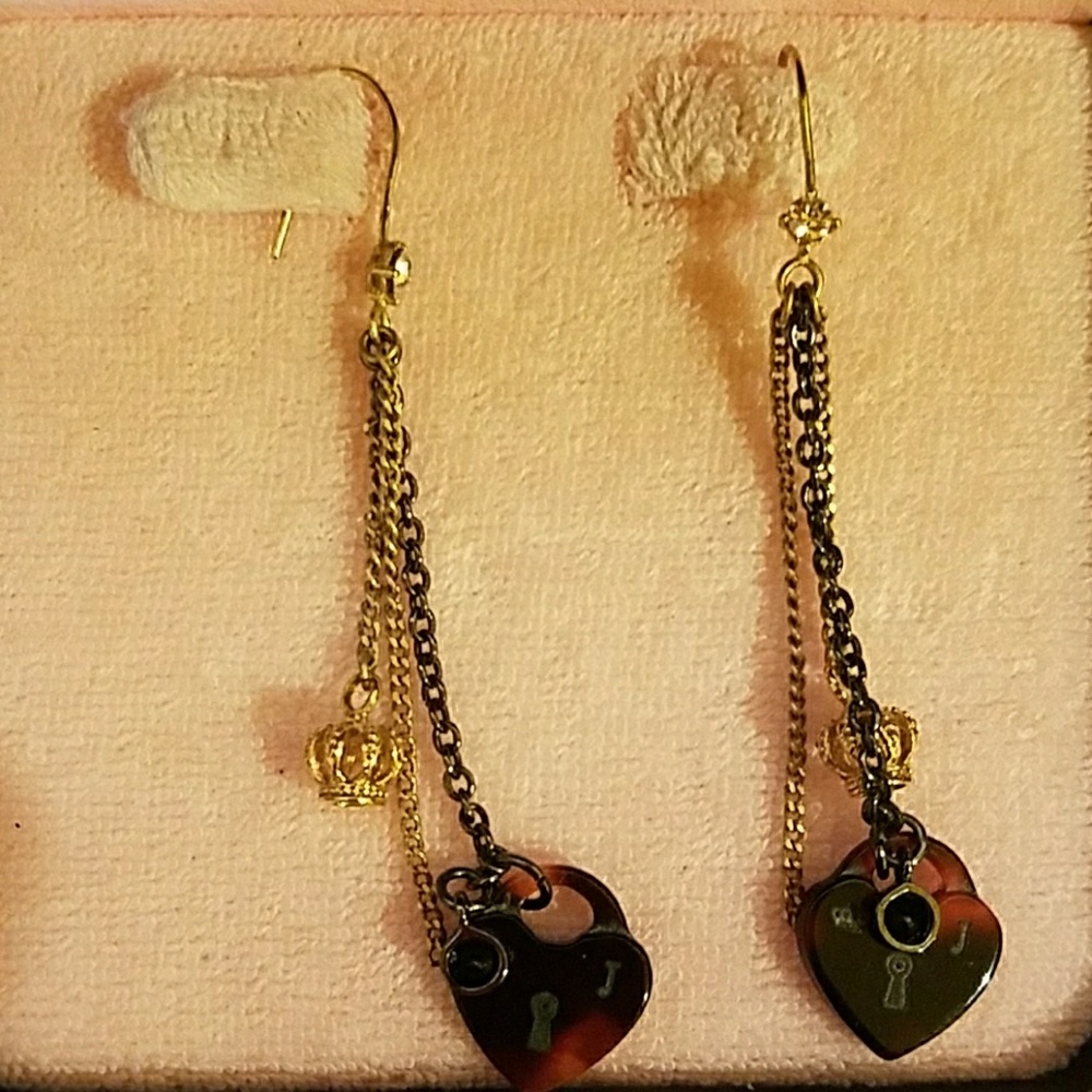 Juicy couture heart and crown earrings